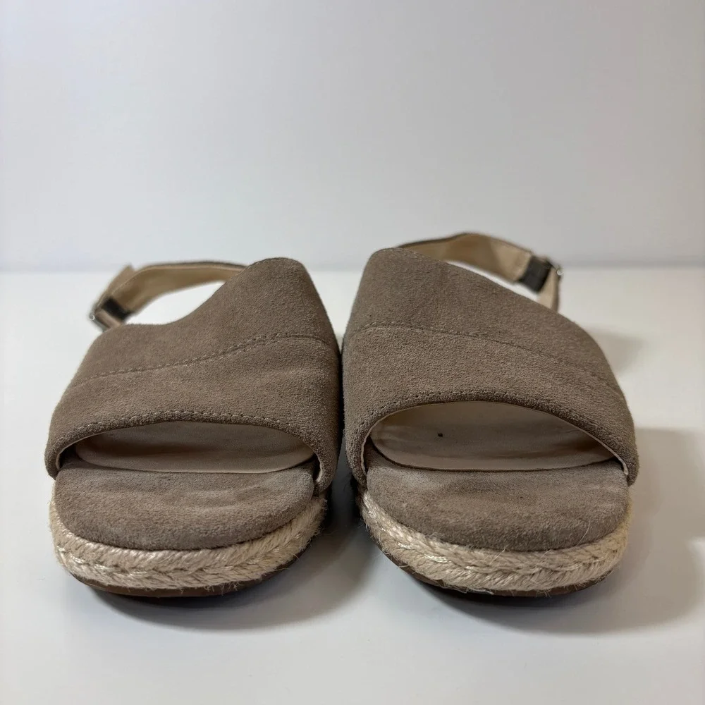 Sole Society Women Suede Espadrille Slingback Flat Sandal Size 7 Tan Summer Boho